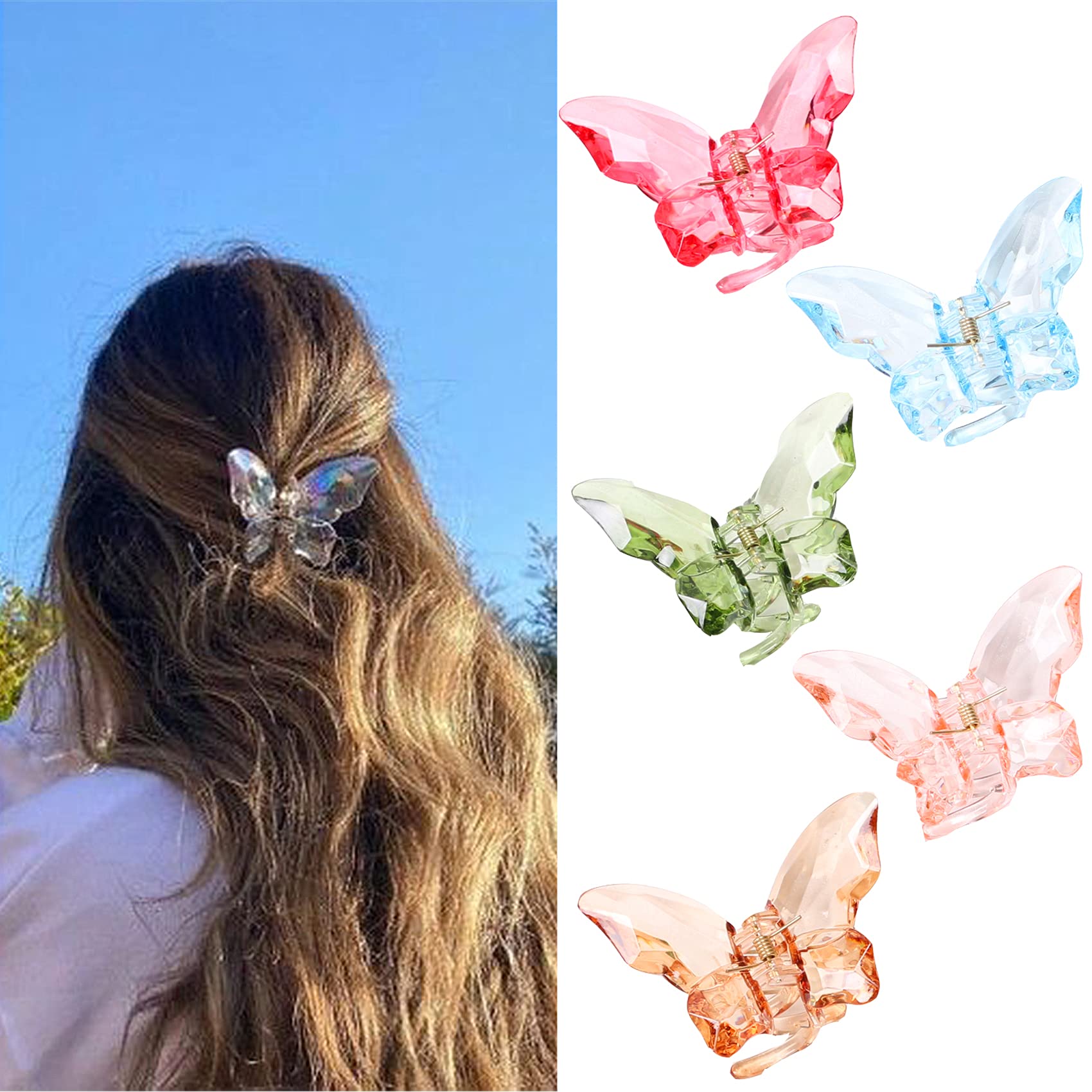 Photo 1 of ** 4 ONLY ** NAISIER Hair Accessories - 3.3 inch Butterfly Hair Claw Clips, Large Sized Jaw Clips for Girls and Women, 5 Pack