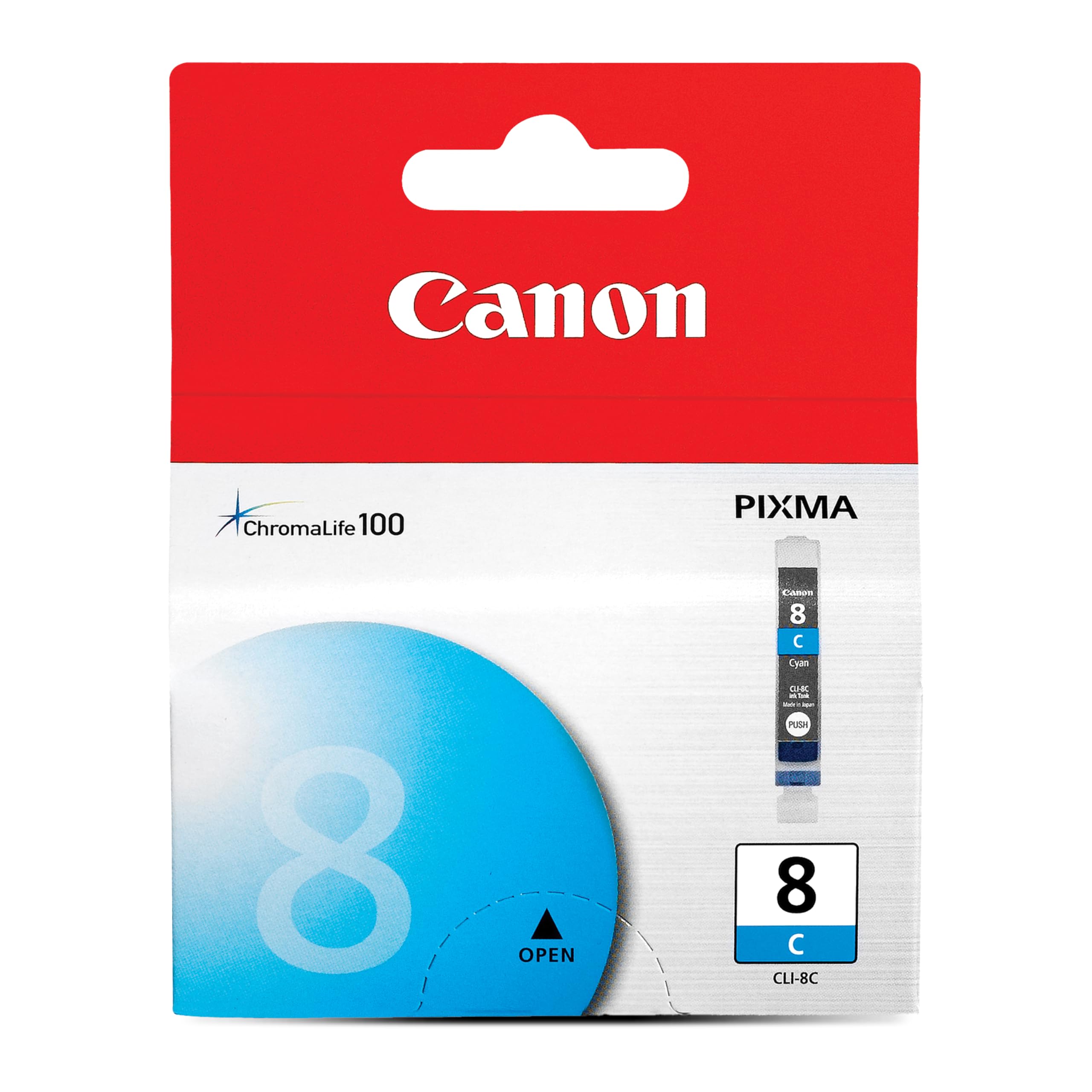 Canon CLI-8 Genuine Cyan Ink Tank, Compatible with iP4300, iP3500, iP3300, MP970, MP960, MP950, MP800R, MP830, MR810, MP800, MP500, MX850, MX700, MP610, MP600, MP530, MP520, and MP510 Printers