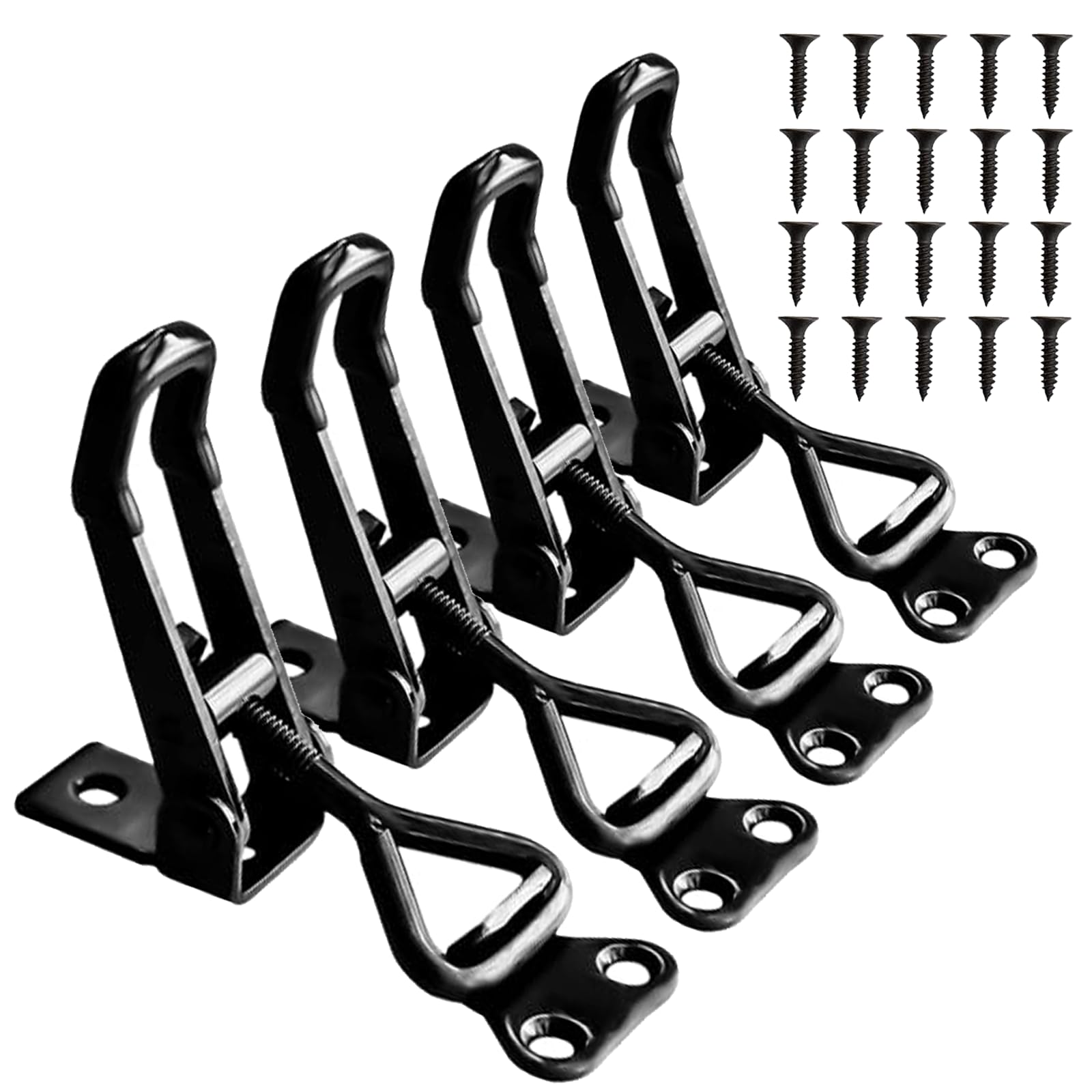 4 Pack Metal Toggle Latch,Box Closure Tension Lock Toggle Clamp Latch Adjustable Toggle Latch Quick Release Toggle Catch Latch for Tool Boxes Trunk Cases (Black)