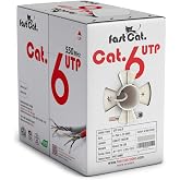 Fast Cat. Cat6 Ethernet Cable 1000ft - 23 AWG, CMR, Insulated Solid Bare Copper Wire Cat 6 Cable PoE++ (4PPoE), ETL Listed, 550MHZ / 10 Gigabit Speed UTP LAN Cat6 Cable 1000ft (White)