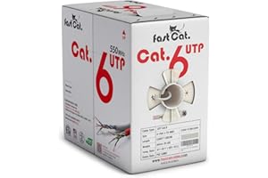 fast Cat. Cat6 Ethernet Cable 1000ft - 23 AWG, CMR, Insulated Solid Bare Copper Wire Cat 6 Cable with Noise Reducing Cross Se