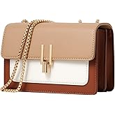 Color-Block Crossbody Bags for Women Leather Cross Body Purses Cute Designer Handbags Shoulder Bag Medium Size