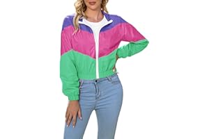 LAOARA Women’s Lightweight Windbreaker Sport Jacket Zip Up Color Block Coat Casual Long Sleeve Jogging Outerwear
