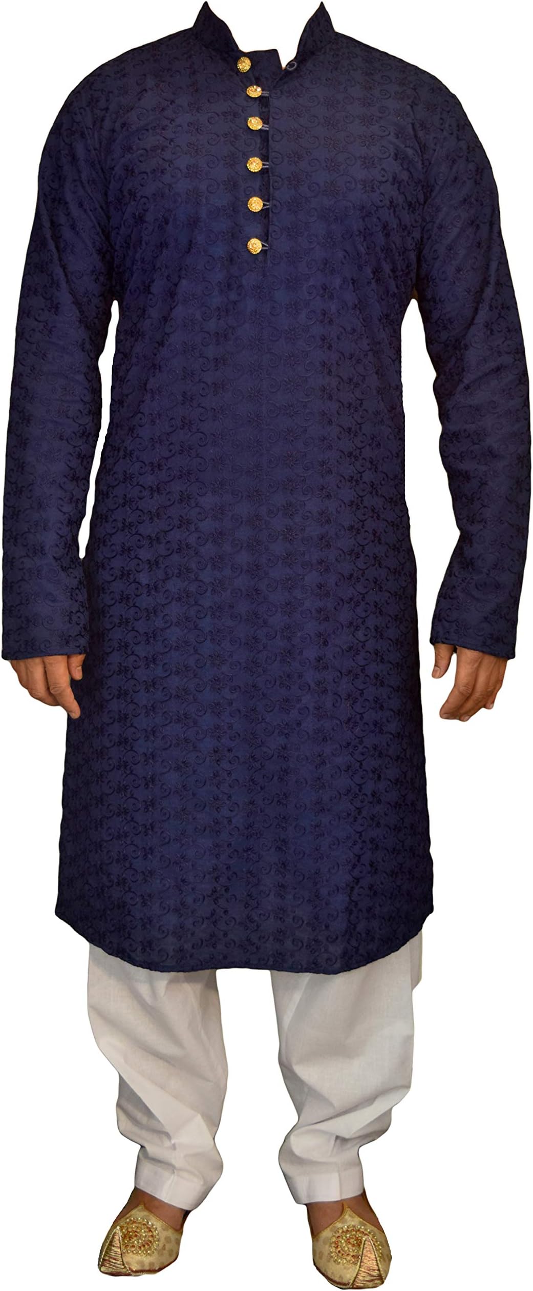 Kacery Men's Indian Cotton Chicken Kurta Pajama Sherwani Traditional Outfit GR2020