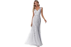 Ever-Pretty Women's Formal Dress Sequin Double V-Neck Sleeveless Mermaid Long Evening Dress 07886