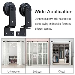 CCJH 12FT Bi-Folding Sliding Barn Door Hardware Kit