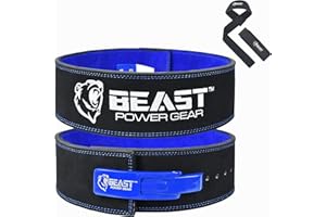 Beast Power Gear Weight Lifting Belt Lever Buckle 10MM Thick & 4 Inches Free Strap Weightlifting, Powerlifting, Deadlifts, Sq
