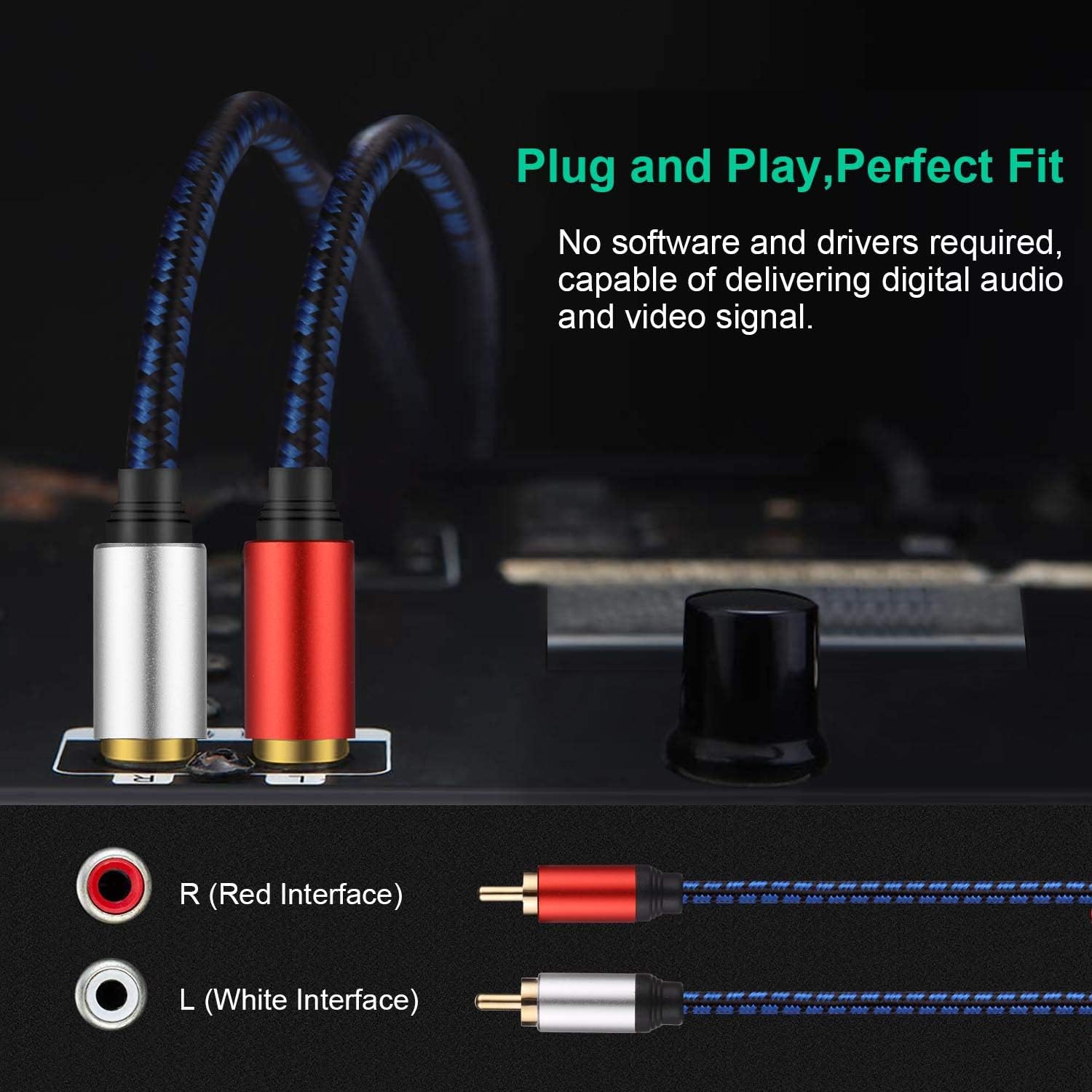 RCA Stereo Cable 12ft,NC XQIN 2RCA Male to 2RCA Male Stereo Audio Cable Gold Plated.for Home Theater, HDTV, Amplifiers, Hi-Fi Systems: Home Audio & Theater