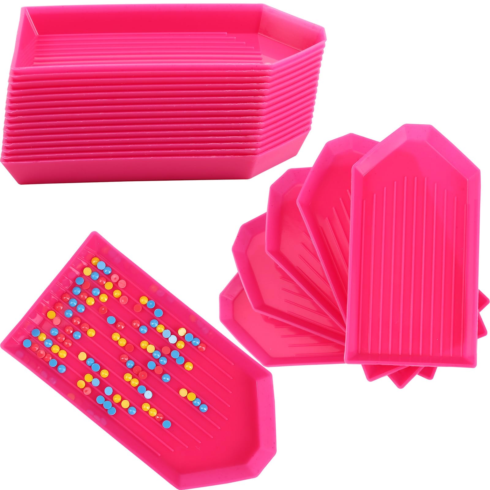 Photo 1 of 20PCS Rose Red Plastic Diamond Art Painting Trays,3.5inches x 1.9inches Bead Sorting Trays Organizer, Diamond Art Painting Tool Accessories for DIY Art Craft