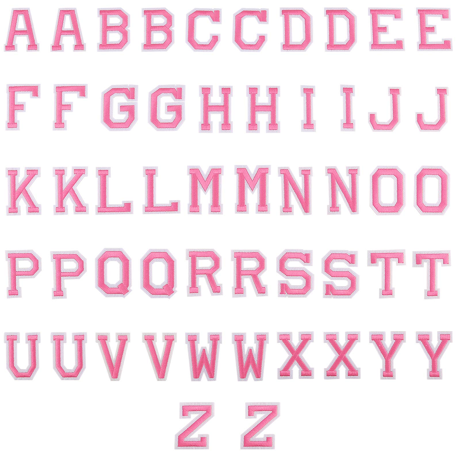 LUTER 52 Pieces Iron On Letter Patches Alphabet Applique Sew On Appliques with Decorative Repair Patches Letter A-Z Embroidered for Hats Shoes Bags (Rose Red)