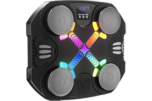 Esnowlee Music Boxing Machine for Kids, Bluetooth Punching Toy with Lights & Sound, Boxing Mchine with Gloves, Gift for Boys & Girls Ages 3 4 5 6 7 8 9 10 11 12+ Years Old (Black)