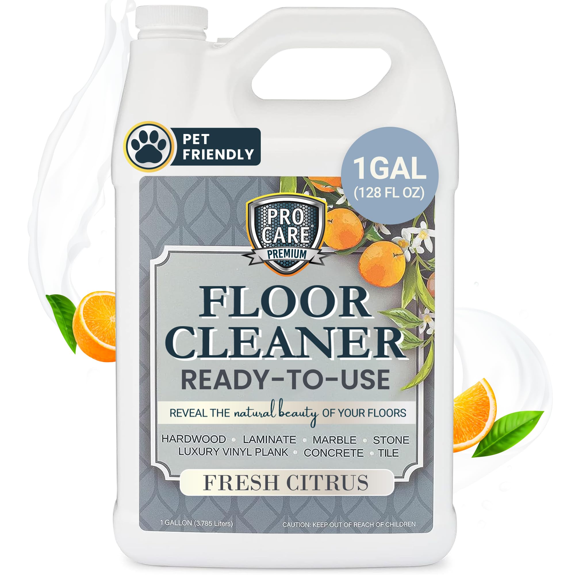 Photo 1 of ProCare Floor Cleaner (Made in USA) | Tile, Stone, Laminate, Vinyl & Natural Wood Floor Cleaner for Mopping, Household Supplies, Cleaning Solution with Citrus Aroma - 1 Gal (128 Fl Oz)