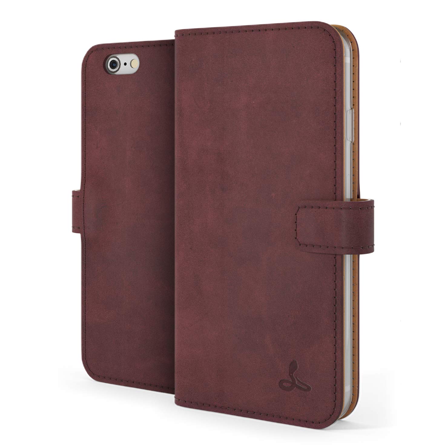 Snakehive Vintage Wallet for Apple iPhone 6S / 6 || Real Leather Wallet Phone Case || Genuine Leather & 3 Card Holder || Flip Folio Cover with Card Slot (Plum)
