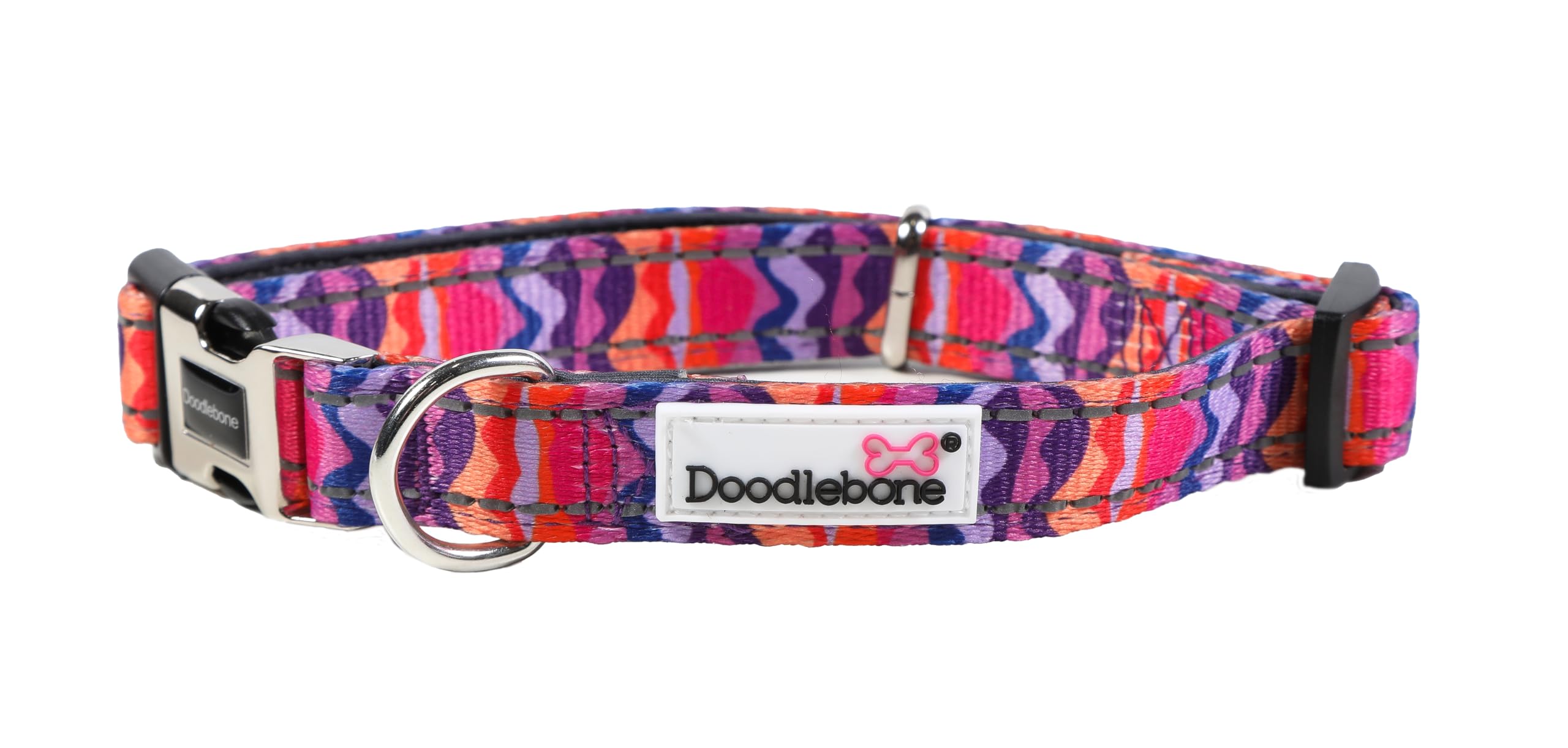 Doodlebone – Padded Dog Collar – Adjustable Breathable Comfort Collar with Reflective Stitching, Strong D Ring & Durable Metal Buckle for Daily Walks – Size 6-11 50–70cm - Dunes