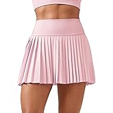 CRZ YOGA High Waisted Pleated Tennis Skirts for Women - Mini Lined Casual Tummy Control Skort with Pockets