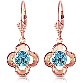 1.1 Carat 14k Solid Rose Gold Blue Topaz Bloom Earrings