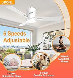 OPONL White 42 inch Ceiling Fan with Light, Remote