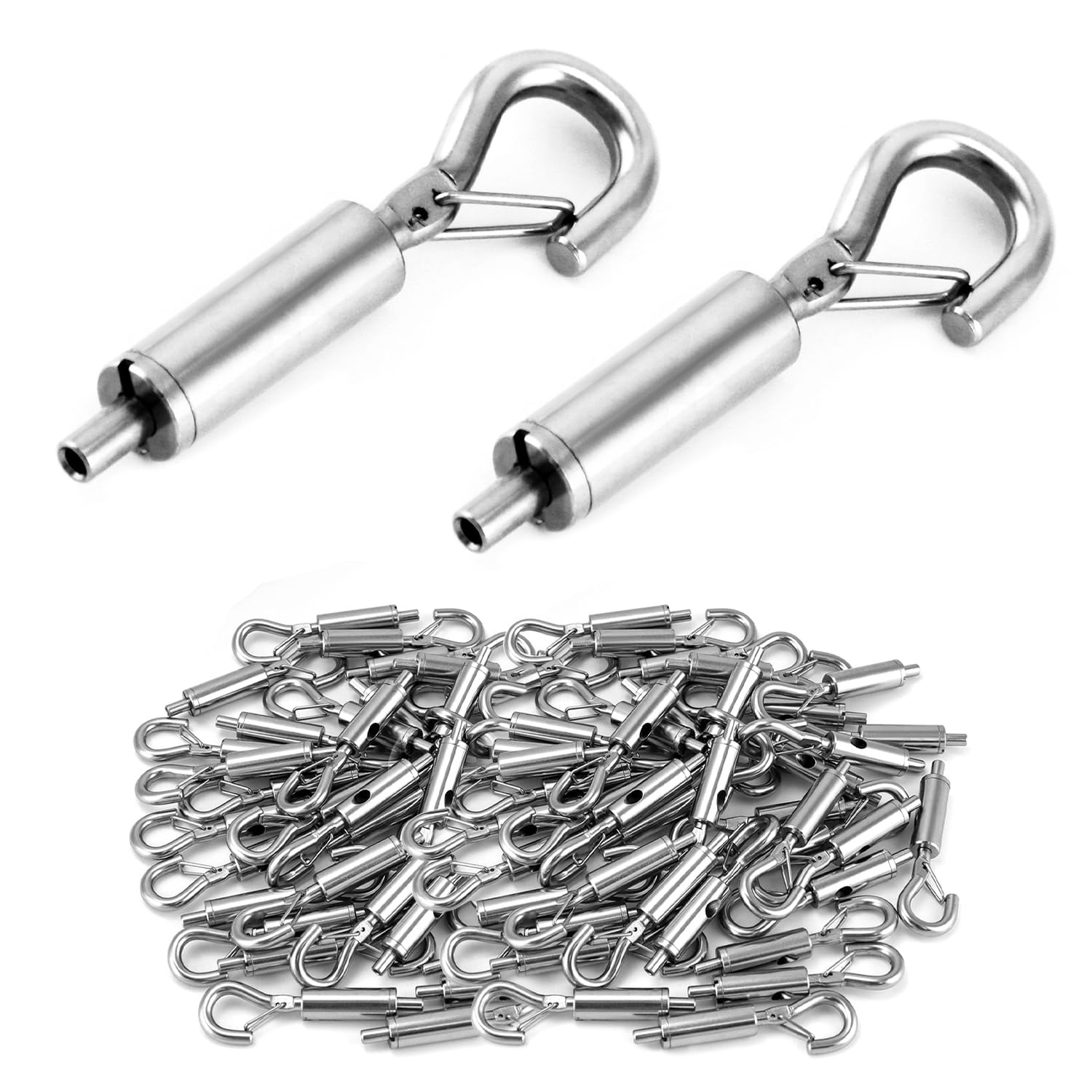 Photo 1 of QWORK Steel Wire Rope Hanger, 80 Pack Portable Hook & Eye Turnbuckle Tension for 1/16-3/32 Stainless Steel Cable Guide Wire Rope