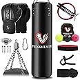 Vensmuste Punching Bag for Adults, 4FT PU Heavy Boxing Bag Set, Heavy Punching Bag with 12OZ Gloves for MMA Karate Kickboxing Boxing Muay Thai Training at Home or Gym - Unfilled Heavy Bag