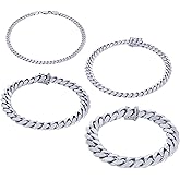 Nuragold 14K Real White Gold Solid Miami Cuban Link Chain Bracelet 7"-9" (2.7mm-7mm) Italian Jewelry for Men & Women