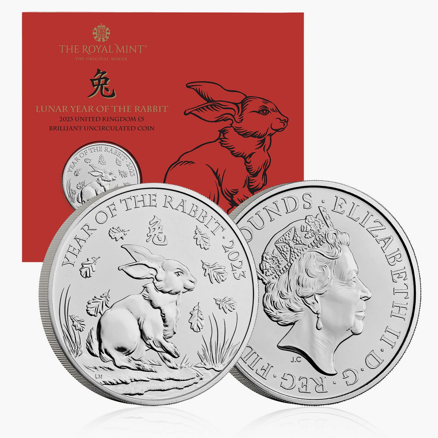Royal Mint UK 2023 Lunar Year of the Rabbit Brilliant Uncirculated BU 5 Coin