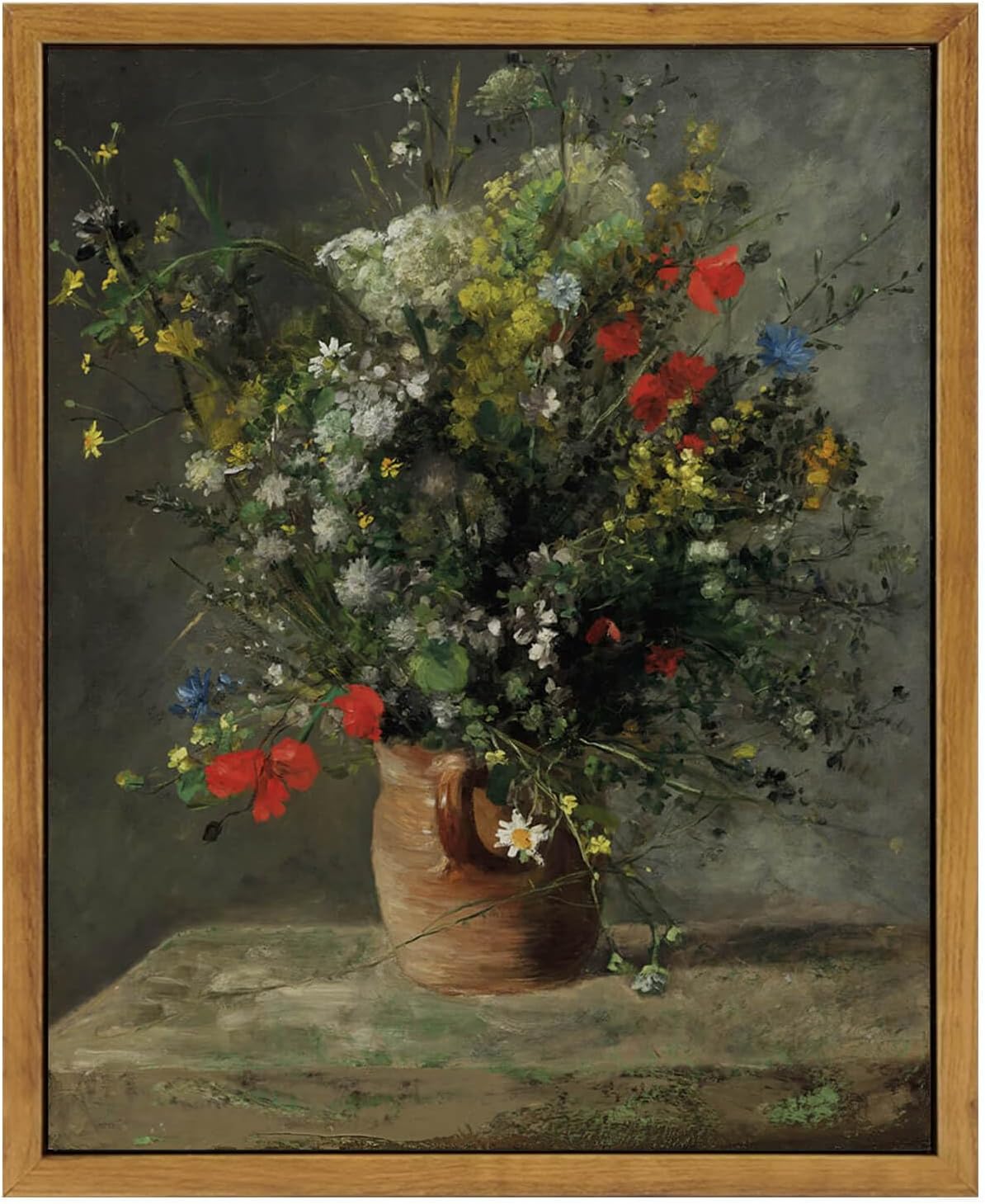 Wall Décor - WITCOLOR Framed Large Canvas Wall Art, 12×16in Vintage Wall Art Decor for Living Room Retro Nature Floral Wood Wall Art Prints Classical Flower Painting for Bedroom Office Home Decoration