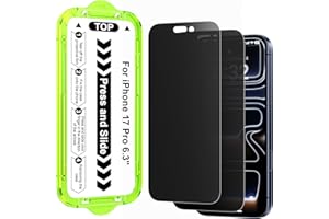 2 Pack Matte Privacy Glass Screen Protector for iPhone 17 Pro 6.3 Inch, Anti-Spy Anti-Glare Tempered Glass Film