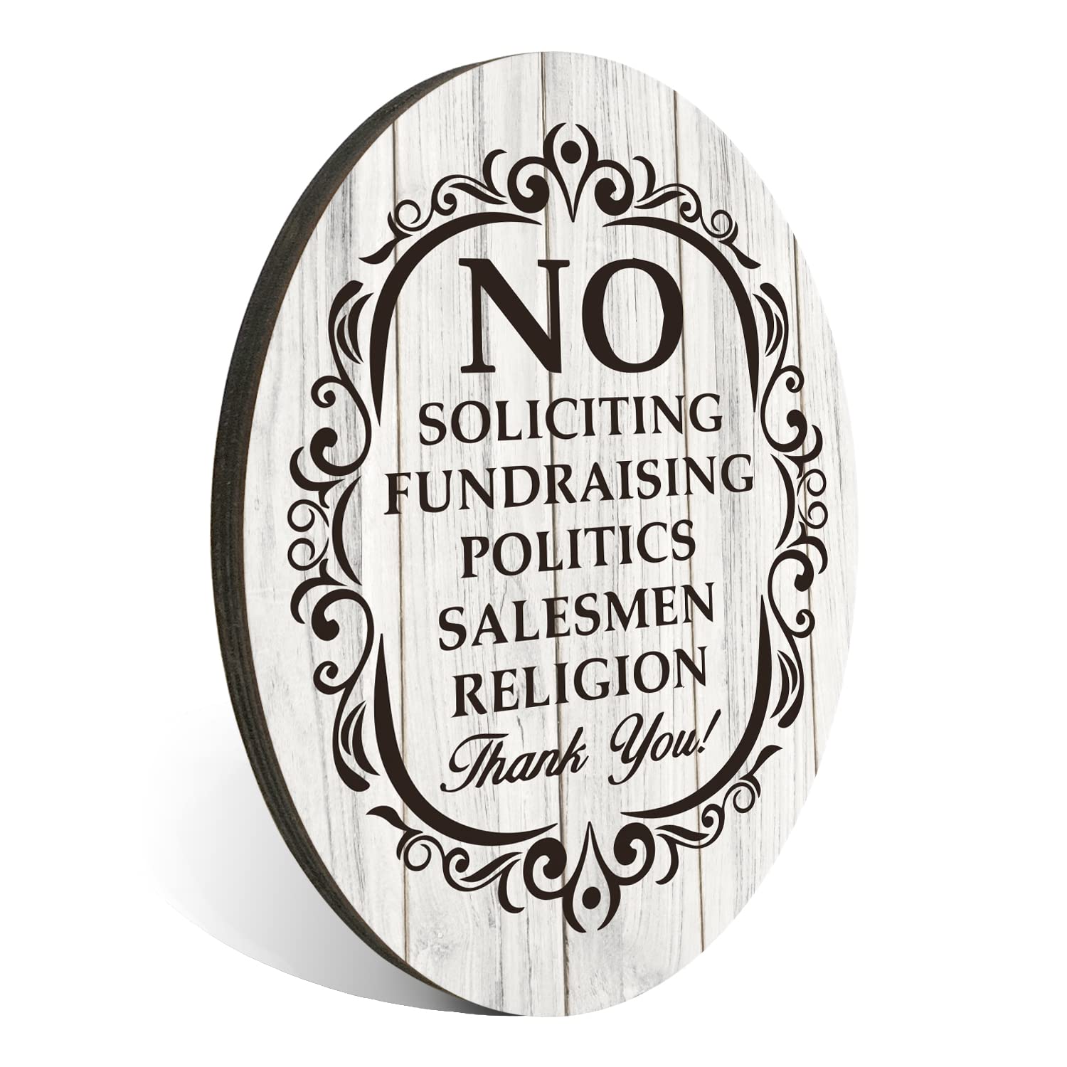 Photo 1 of No Soliciting Sign for House, No Fundraising, Politics, Salesmen, Religion, Front Door Thank You Sign for Indoor/Outdoor Home, Office or Business Use, 4" x 5" (with Strong Adhesive Tape) - PMB015