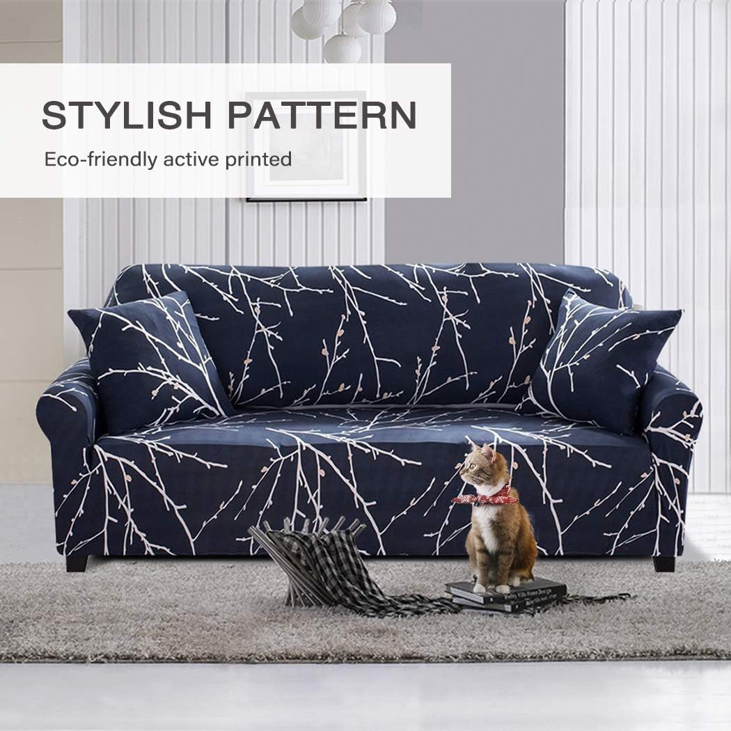 Lamberia Printed Sofa Cover Stretch Couch Cover Sofa Slipcovers for 4 Cushion Couch with Two Free Pillow Case (Tree Branch, Sofa 4 Seater): Home & Kitchen