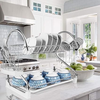 Buy Moolten India Kitchen Dish Drainer Rack Plastic 2 Layer Dish