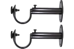 Meriville Set of 2 Oil-Rubbed Bronze Zinc Curtain Drapery Rod Bracket for 1 1/4" Rod, Adjustable