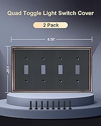 TREEWELL 2-Pack Quad Toggle Light Switch Cover