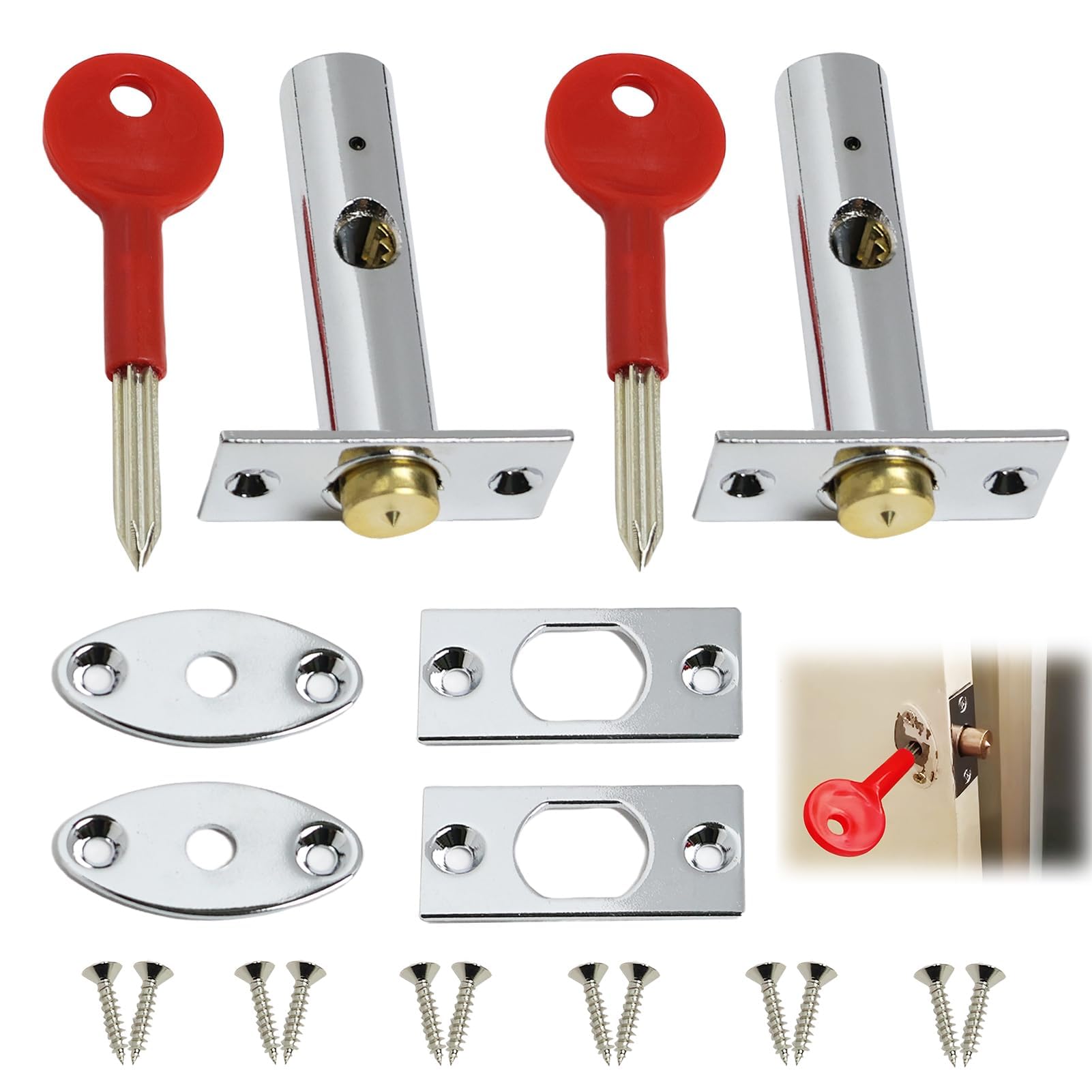 2 Pack Mortice Door Bolts with Star Keys,Stainless Steel Anti-Theft Door Security Rack Bolts,Enhanced Home and Workplace Protection,Ideal for Doors and Windows,Includes Matching Screws,Easy to Install