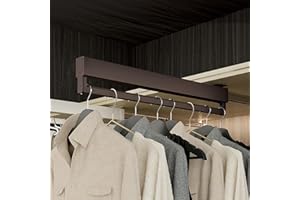 OREKPOT Heavy Duty Extendable Pull Out Closet Rod Sliding Wardrobe Clothes Hanger Rail Ideal for Closet Storage Towel Rod for