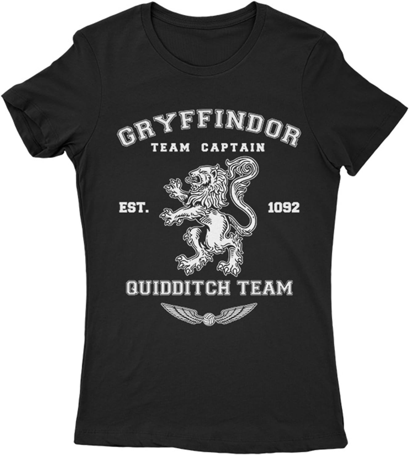 9205L Gryffindor Team Womens T-Shirt Harry Potter Hufflepuff Ravenclaw Slytherin Hogwarts Quidditch Alumni(SmallBlack)