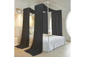 AIKASY Black Bed Canopy Scarf for King - Luxury Sheer Canopy Bed Curtains with Light - Suitable for Four-Poster Bed, Metal Bed Frame, Wood Bed Frame -2pic