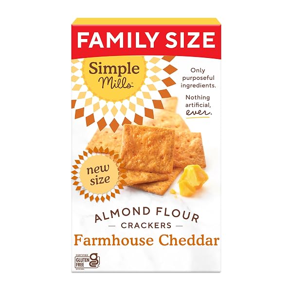 SIMPLE MILLS FARMHOUSE CHEDDAR ALMOND FLOUR CRACKERS, GLUTEN...
