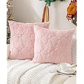 SEGXCFL Christmas Pillow Covers 18x18 inch Set of 2,Christmas Tree Faux Fur Luxury Throw Pillow Covers Pink Cute Soft Plush Pillow Case for Cough Sofa Holiday Festivals Winter Home Decor