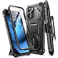 i-Blason Armorbox for iPhone 14 Pro Max Case with Stand [Built-in Screen Protector] [Military-Grade Protection] Full-Body Rugged Protective Bumper Case with Kickstand & Belt Clip Holster (Black)