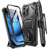 i-Blason Armorbox for iPhone 14 Pro Max Case with Stand [Built-in Screen Protector] [Military-Grade Protection] Full-Body Rugged Protective Bumper Case with Kickstand & Belt Clip Holster (Black)