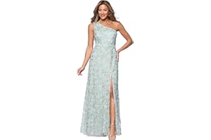 Xscape Womens 3D Flowers One Shoulder Floor Length DressSpecial Occasion Dress