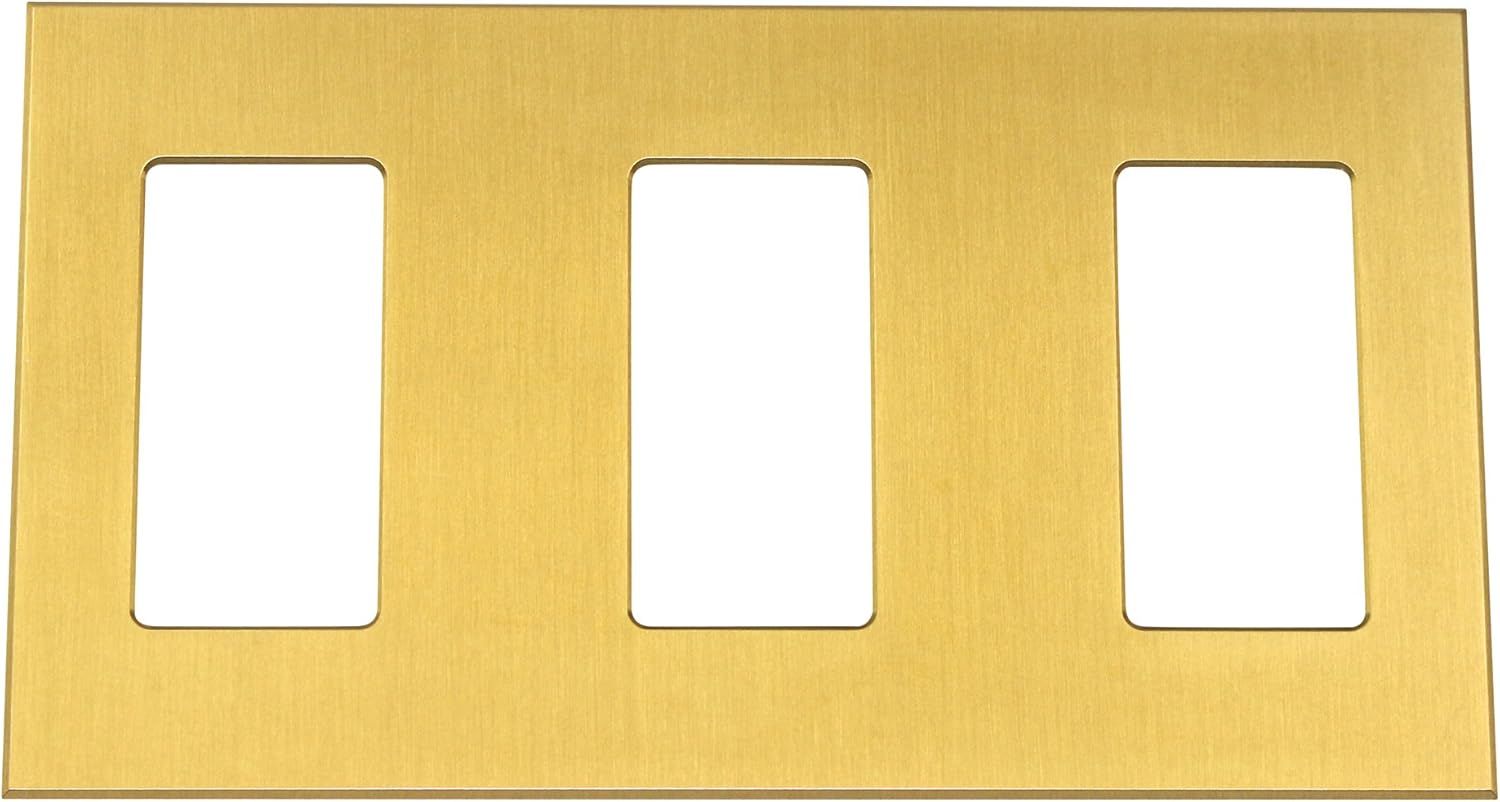 Lutron NTR3R3R3NFBSB Nova T Satin Brass 3 Gang Faceplate Wall Plate