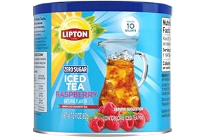 Lipton Zero Sugar Iced Tea Mix, Raspberry Flavor Black Iced Tea, Makes 10 Quarts