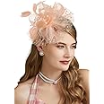 Cizoe Fascinators Hat for Women Tea Party Headband Kentucky Derby Wedding Flower Cocktail Mesh Feathers Hair Clip