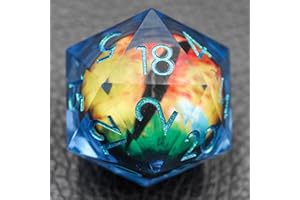 MAYWIN Dungeons and Dragons DND Dice D20, Moving Eyeball Liquid Core Dice Set D&D 33MM Oversized D20 Single Sharp Edge Resin dice with Gift Case, Polyhedral Dice for Role Playing Game