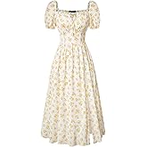 Scarlet Darkness Women's Floral Corset Dress with Split 2026 Summer Spring Square Neck Midi Milkmaid Dresses