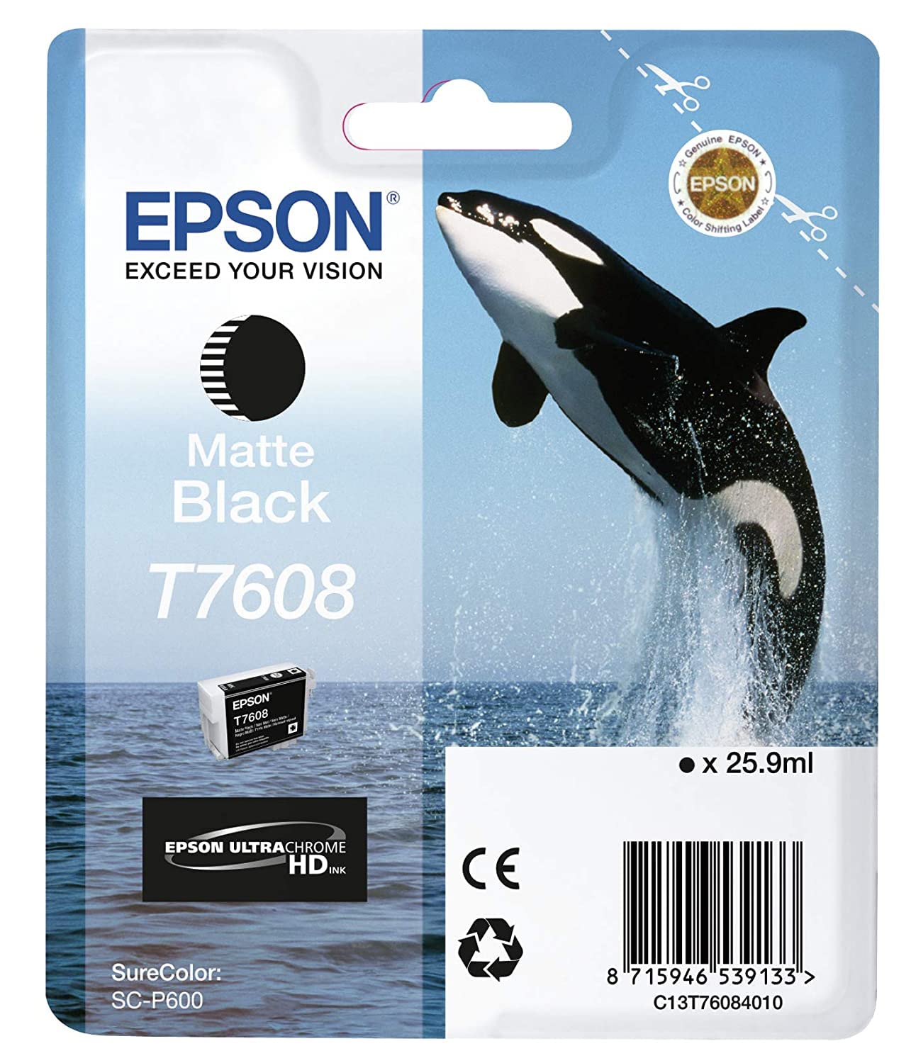 Epson C13T76084010 T7608 Ink Cartridge, Matte Black, Genuine