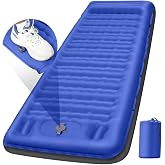 FNARMW Extra Thick Camping Sleeping Pad with Built-in Pillow &amp; Foot Pump | Extra Thick 5'' Camping Mat, Compact Inflatable Sleeping Pads for Camping, Backpacking, Hiking, Traveling &amp; Tent, Blue Grey