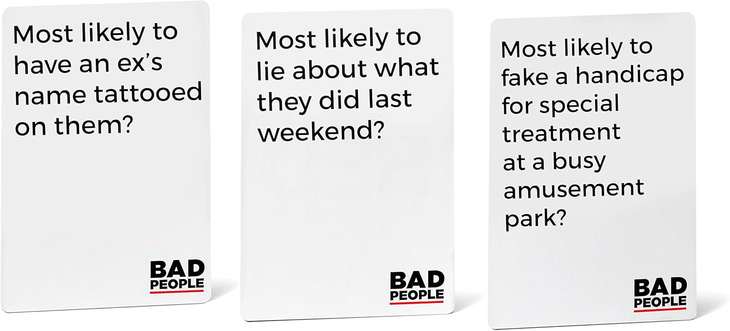 BAD PEOPLE - WHITE Expansion Pack (100 New Question Cards) - The Game You Probably Shouldn't Play - Image 3