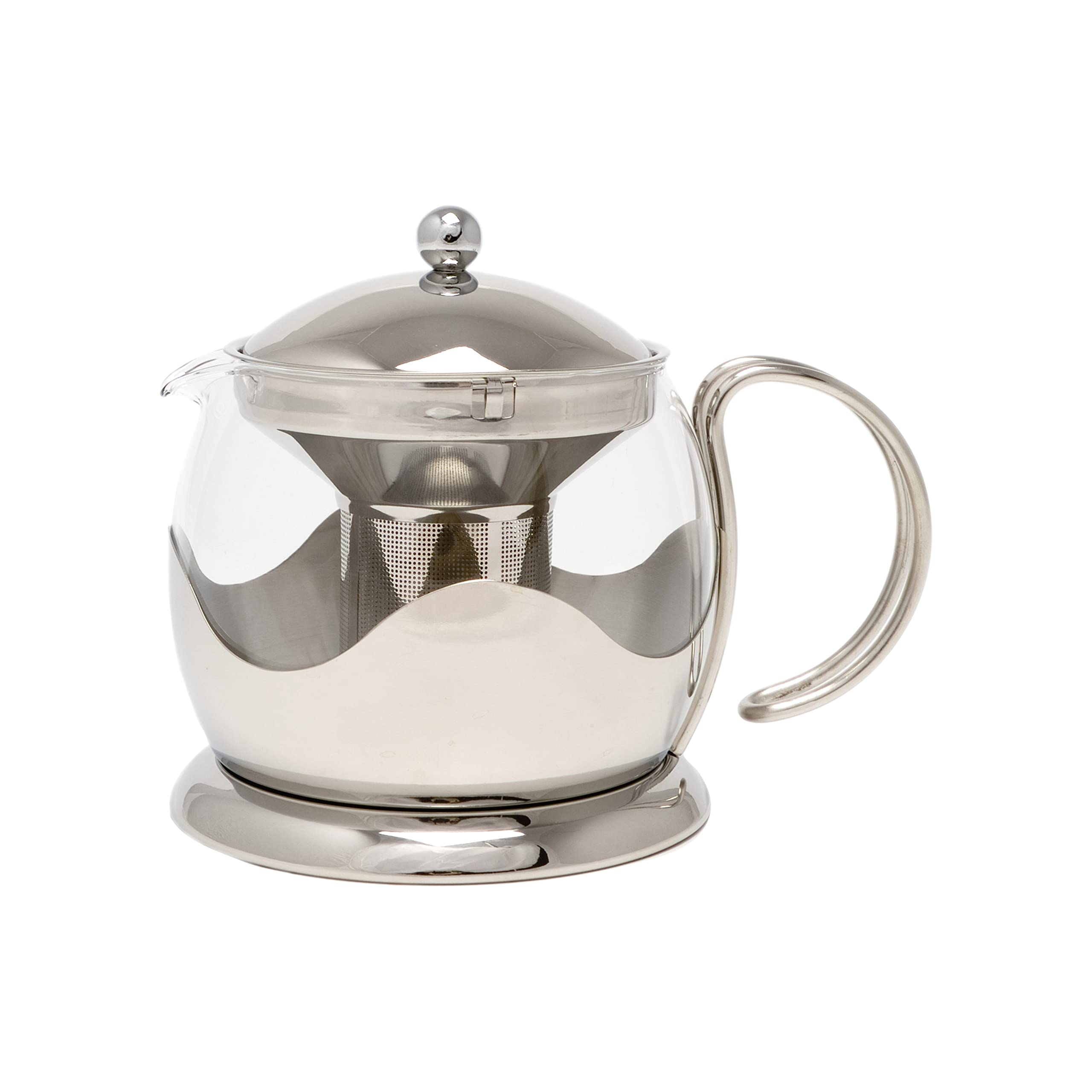 La Cafetière Teapot Glass Loose Leaf Teapot with Infuser, 1 L, Silver, 13.5 x 21.5 x 12.3 cm